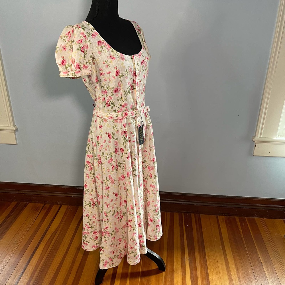 Floral Linen Elizabeth Dress Sweet Pea POLO Ralph Lauren Size 2 NWT